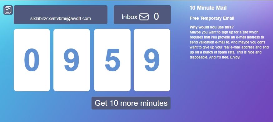 Most amazing website- 10 minute mail